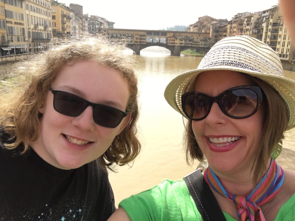 wendy papasan and son taking a selfie in Italy